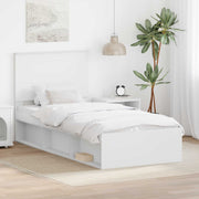Sengestel med hovedgærde Hvid 100 x 200 cm Massiv fyrretræ