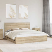 Sengestel med skuffe Sonoma eg 200 x 200 cm Ingeniørtræ