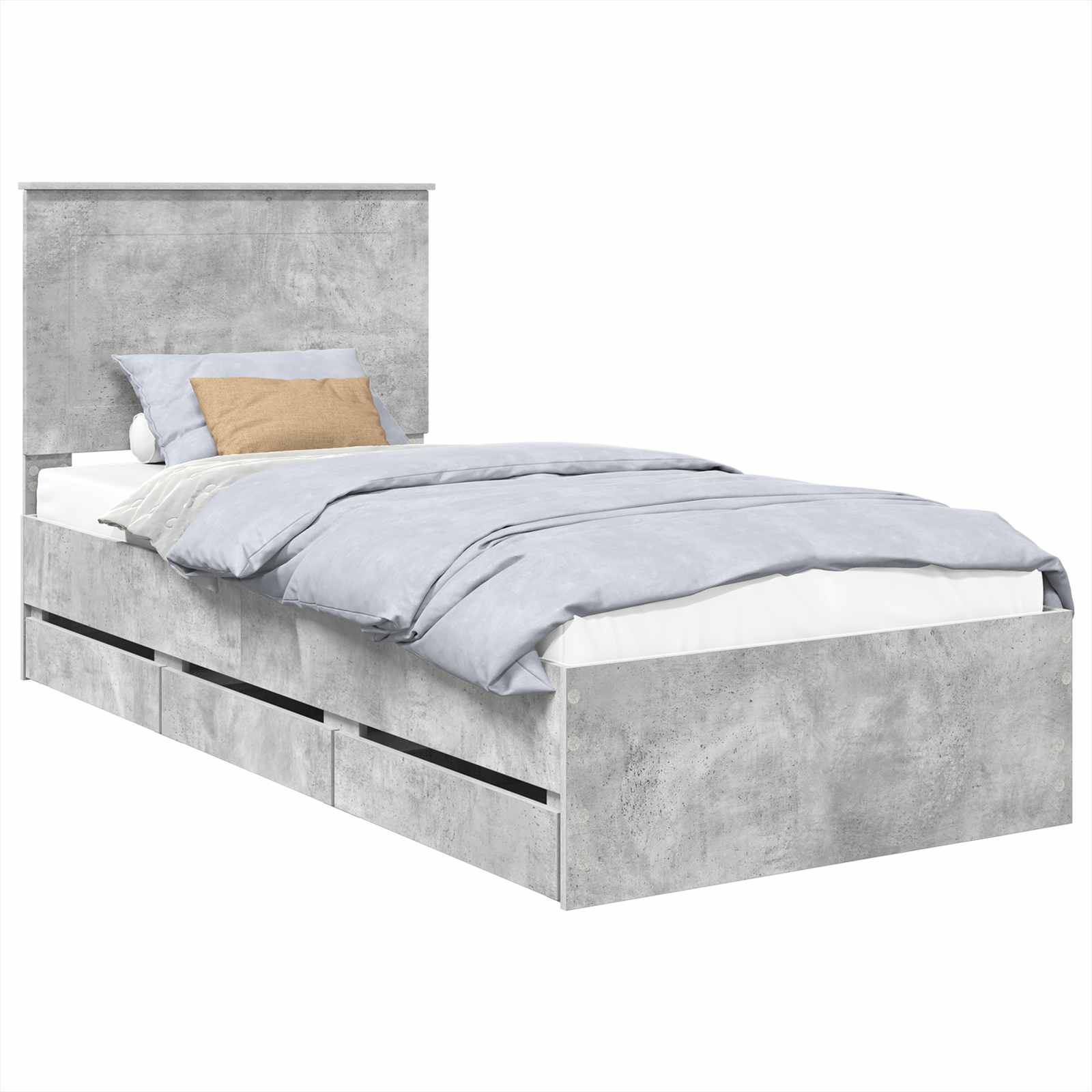 Sengestel med skuffe Beton Grå 90 x 200 cm Ingeniørtræ
