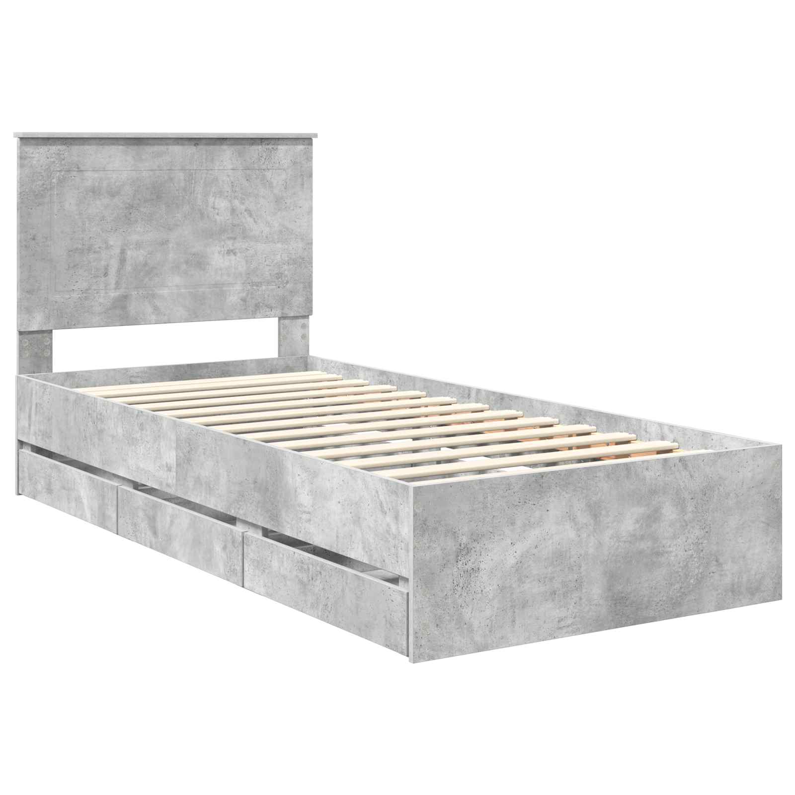 Sengestel med skuffe Beton Grå 90 x 200 cm Ingeniørtræ