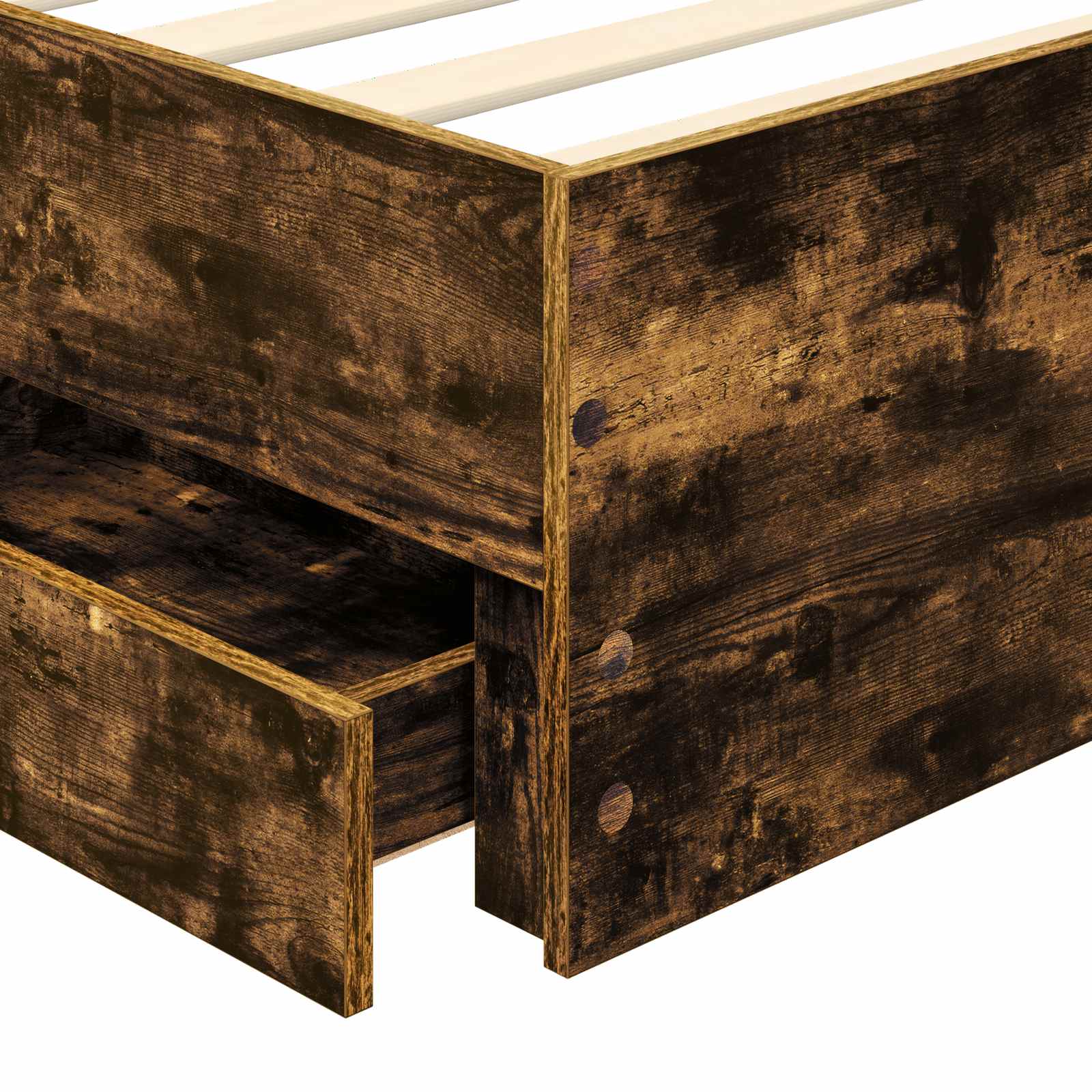 Sengestel med skuffe Røget eg 90 x 200 cm Ingeniørtræ
