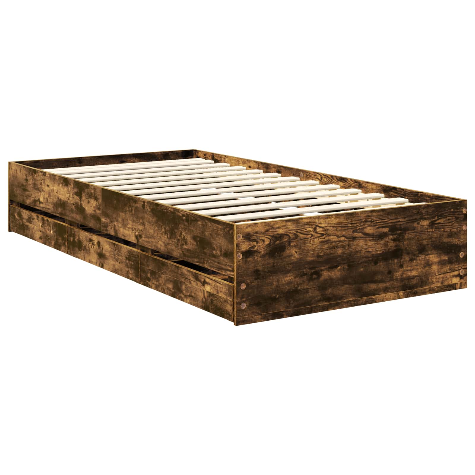 Sengestel med skuffe Røget eg 90 x 200 cm Ingeniørtræ