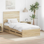 Sengestel med skuffe Sonoma eg 75 x 190 cm Ingeniørtræ