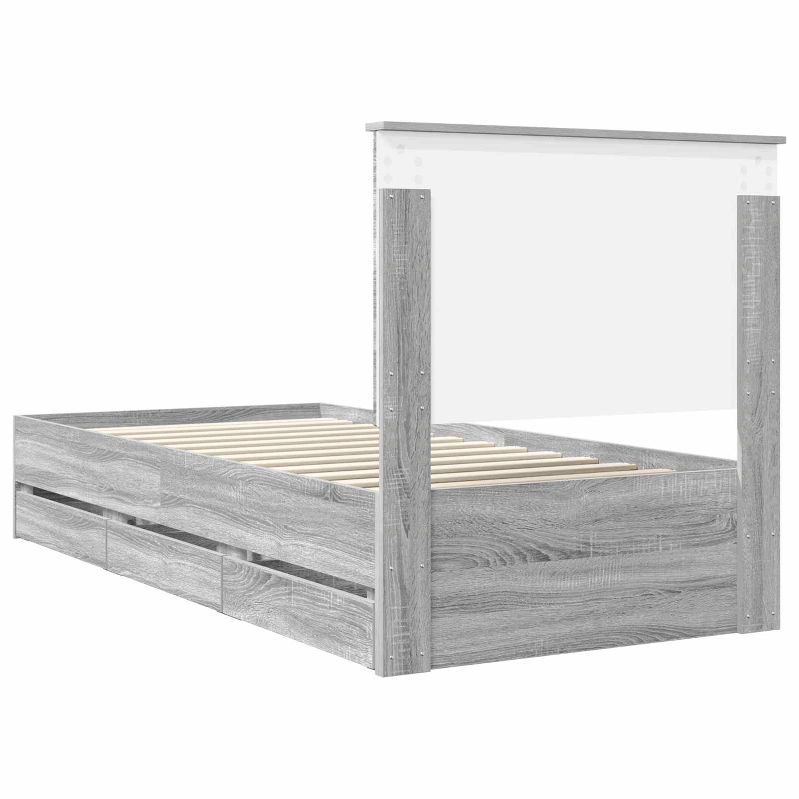 Sengestel med skuffe Grå Sonoma 75 x 190 cm Ingeniørtræ