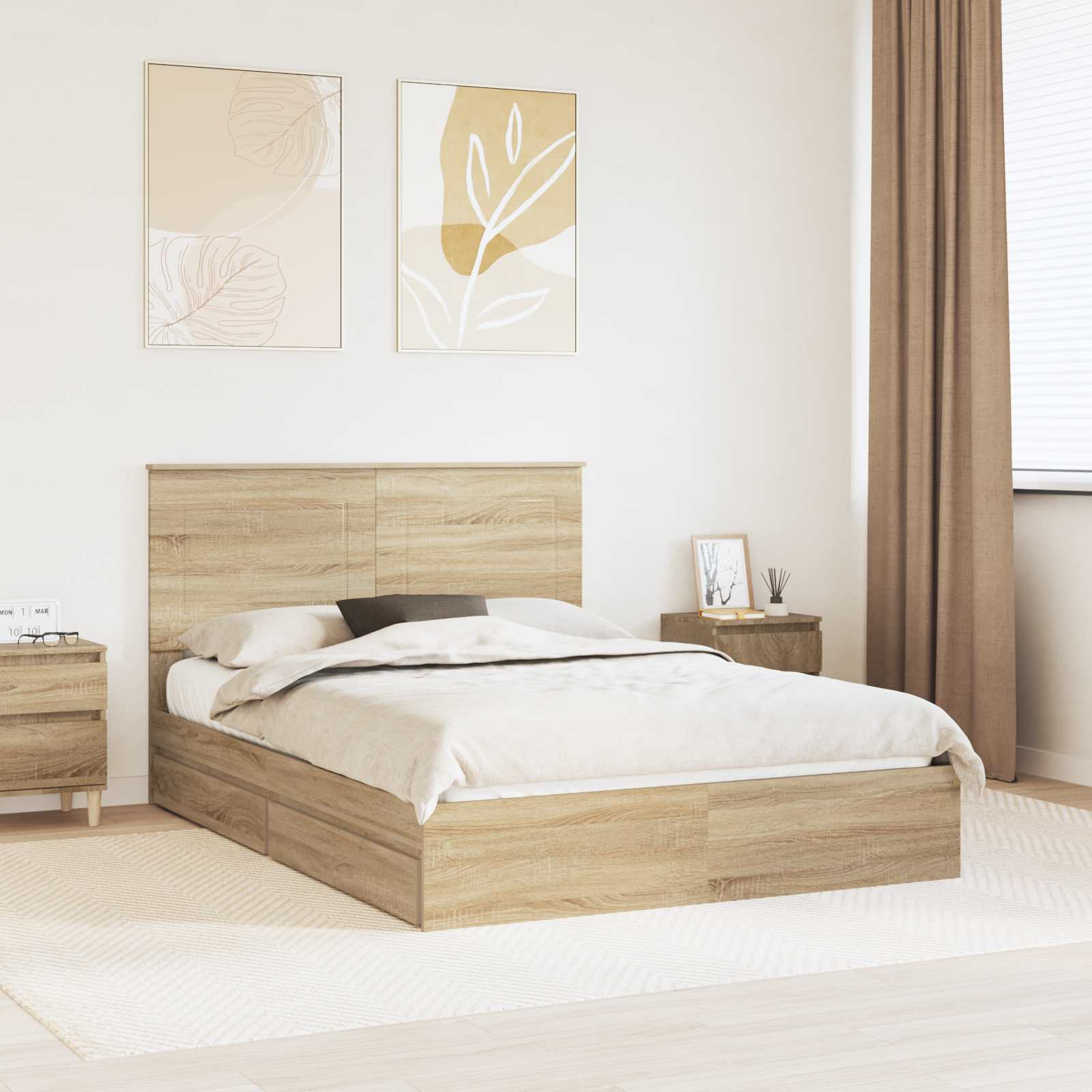 Opbevaringsseng Sonoma eg 160 x 200 cm Konstrueret træ
