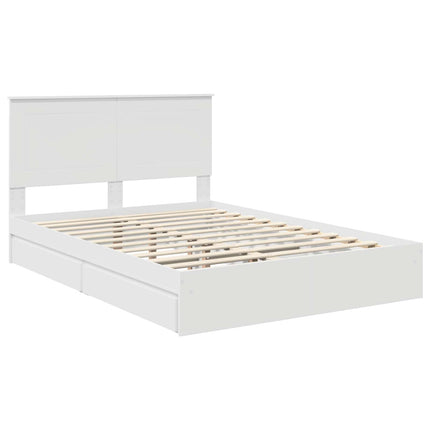 Opbevaringsseng med skuffe Hvid 140 x 190 cm Konstrueret træ