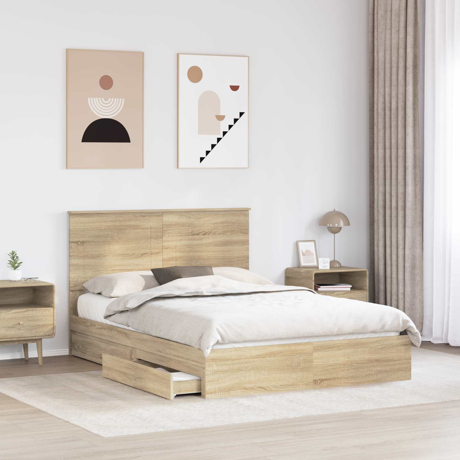 Opbevaringsseng Sonoma eg 140 x 190 cm Konstrueret træ