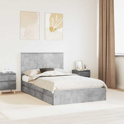 Opbevaringsseng Beton Grå 135 x 190 cm Konstrueret træ