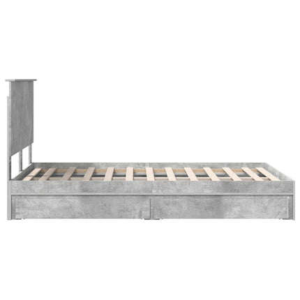 Opbevaringsseng Beton Grå 135 x 190 cm Konstrueret træ