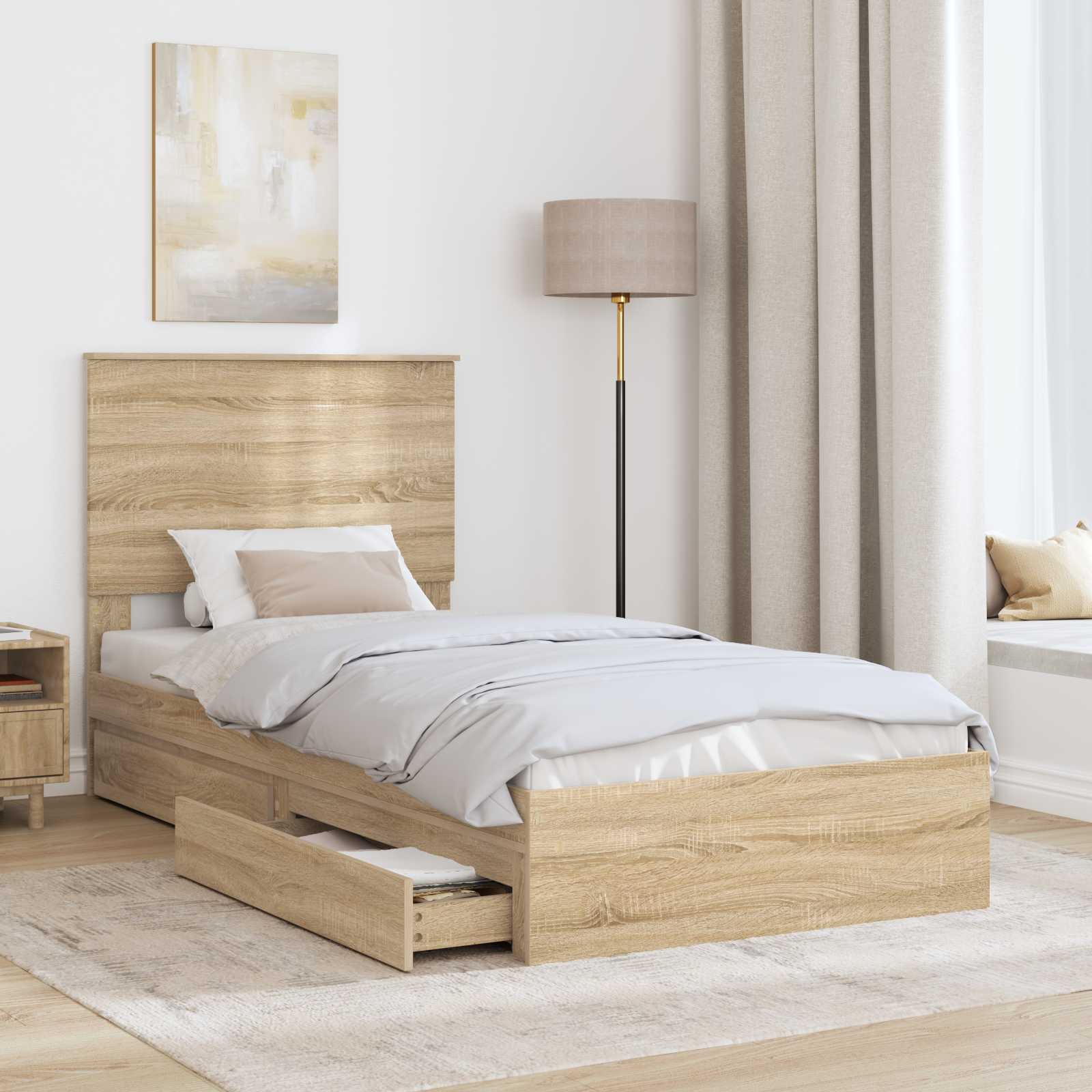 Opbevaringsseng Sonoma eg 90 x 190 cm Konstrueret træ