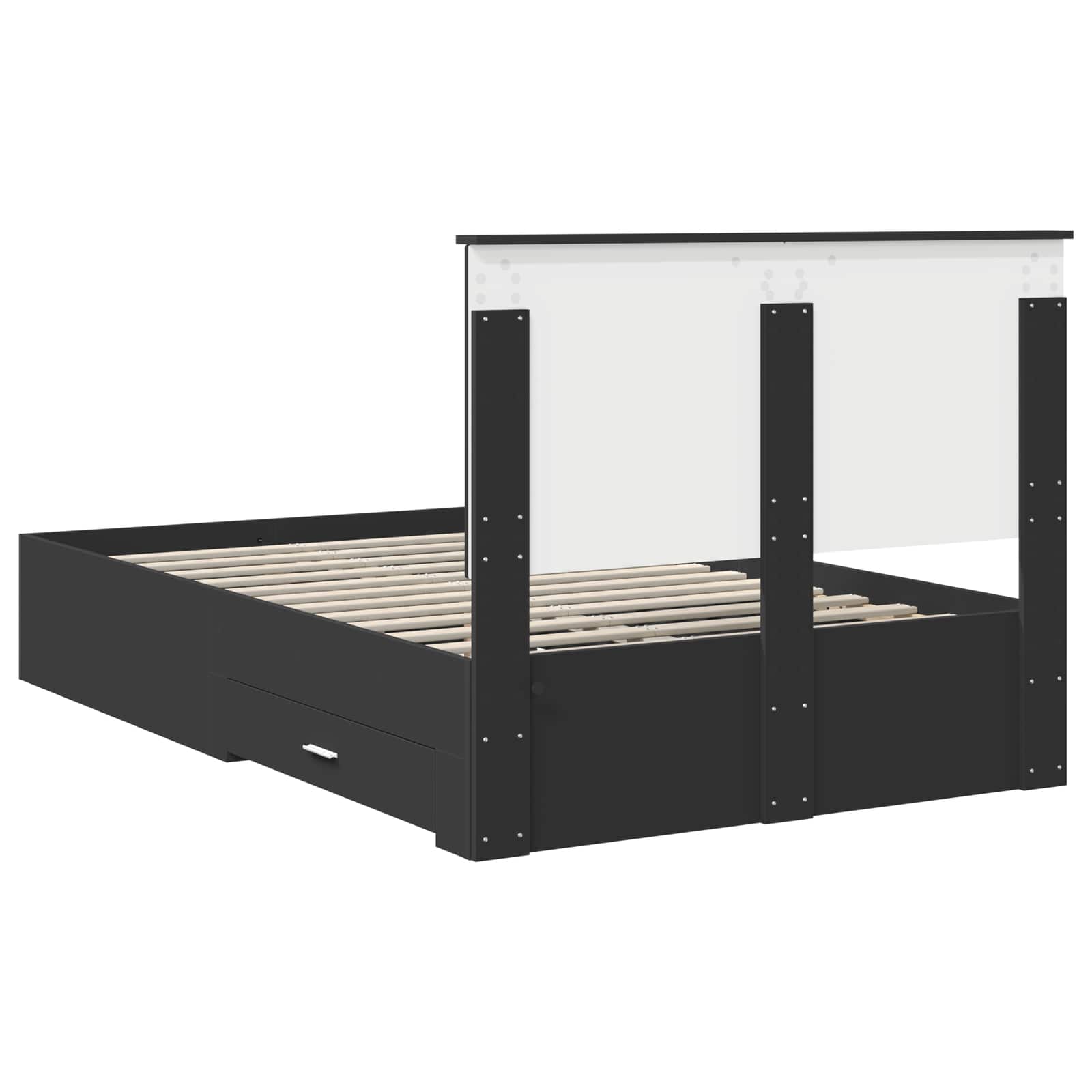 Sengestel med hovedgærde Sort 135 x 190 cm Konstrueret træ