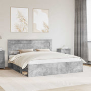 Sengestel med hovedgærde Beton 180 x 200 cm Massiv fyrretræ