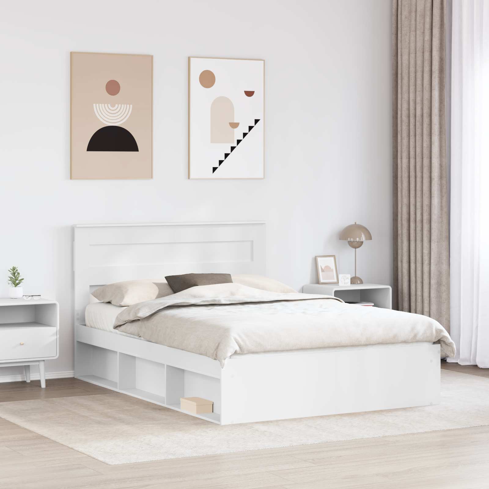 Sengestel med hovedgærde Hvid 160 x 200 cm Massiv fyrretræ