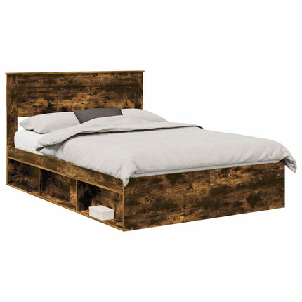 Sengestel Ensfarvet Røget eg 150 x 200 cm Massiv fyrretræ