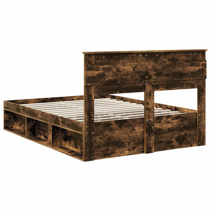 Sengestel Ensfarvet Røget eg 150 x 200 cm Massiv fyrretræ