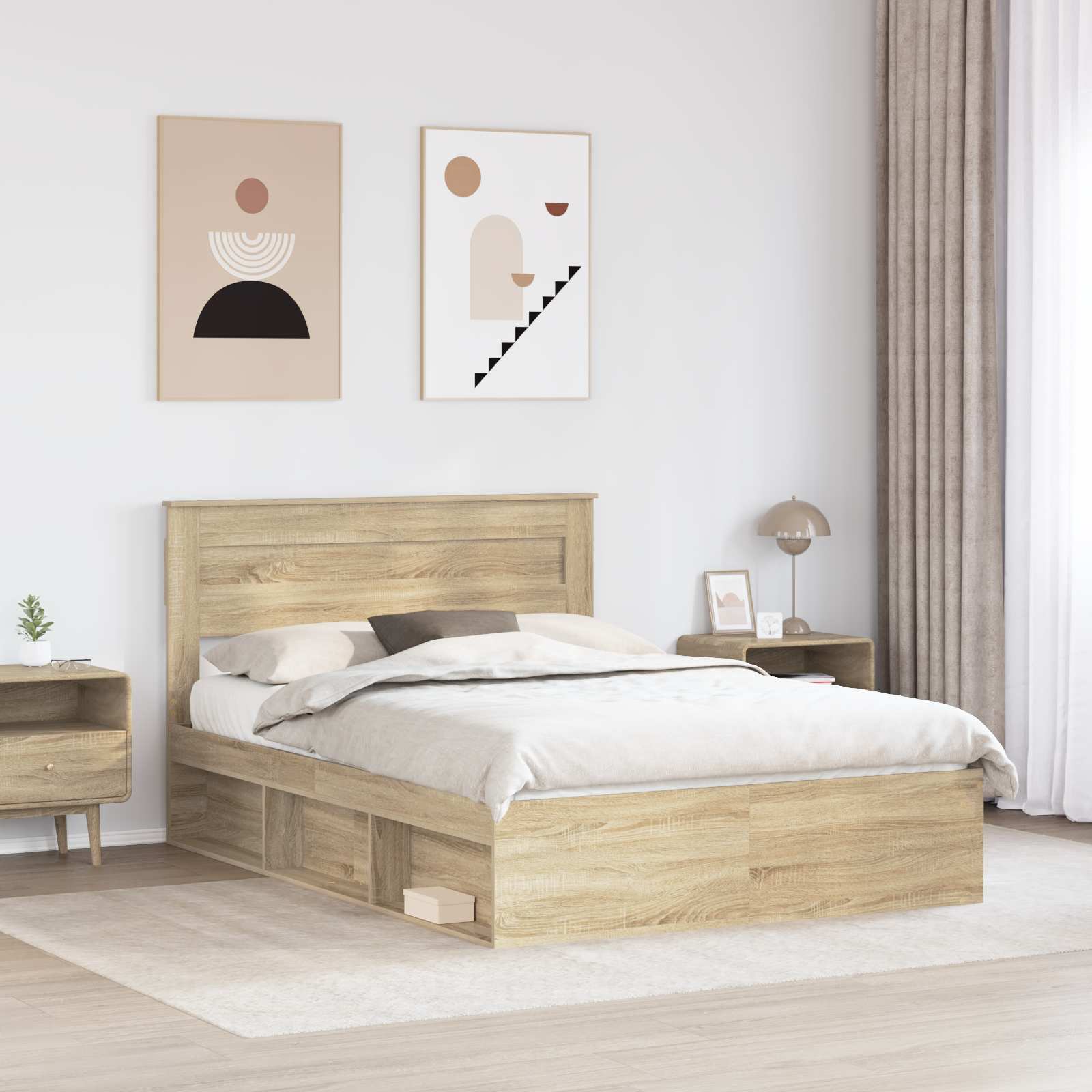 Sengestel med hovedgærde Sonoma 140 x 190 cm Massiv fyrretræ