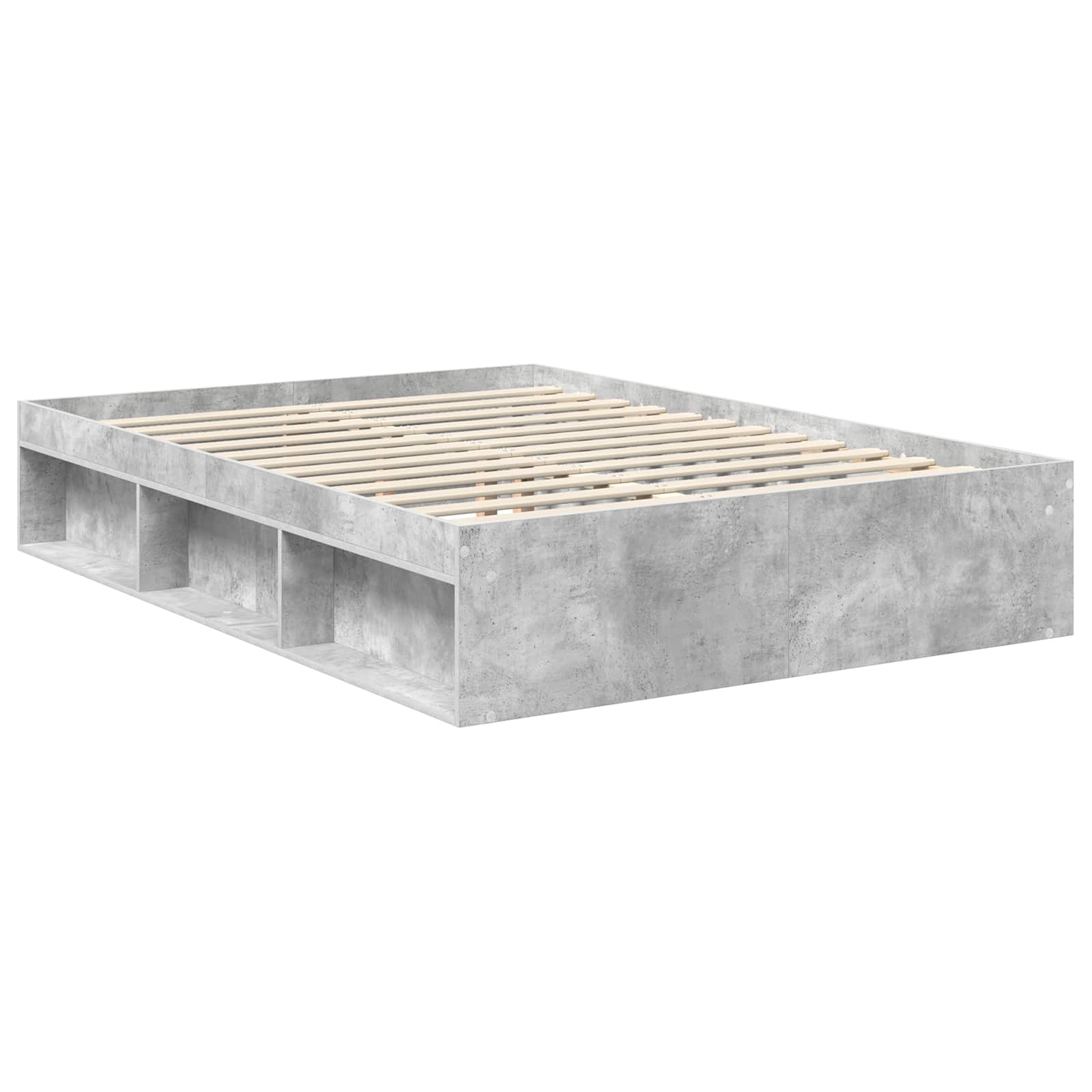 Sengestel med hovedgærde Beton 140 x 200 cm Massiv fyrretræ