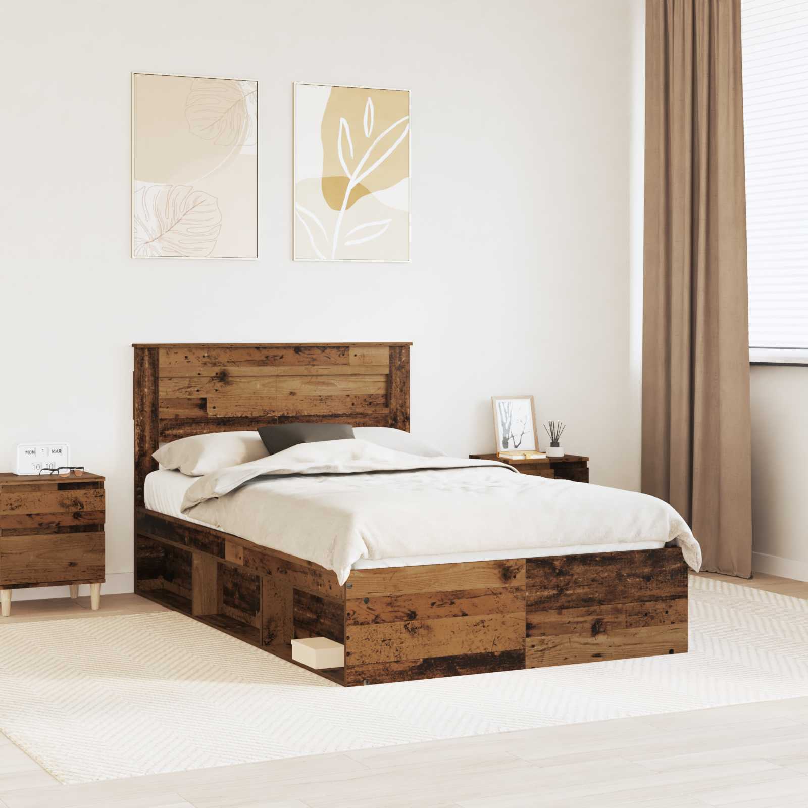 Sengestel Gammelt træ 135 x 190 cm Massiv fyrretræ