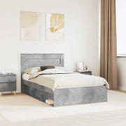 Sengestel med hovedgærde Beton 120 x 190 cm Massiv fyrretræ