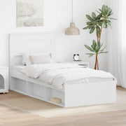Sengestel med hovedgærde Hvid 100 x 200 cm Massiv fyrretræ
