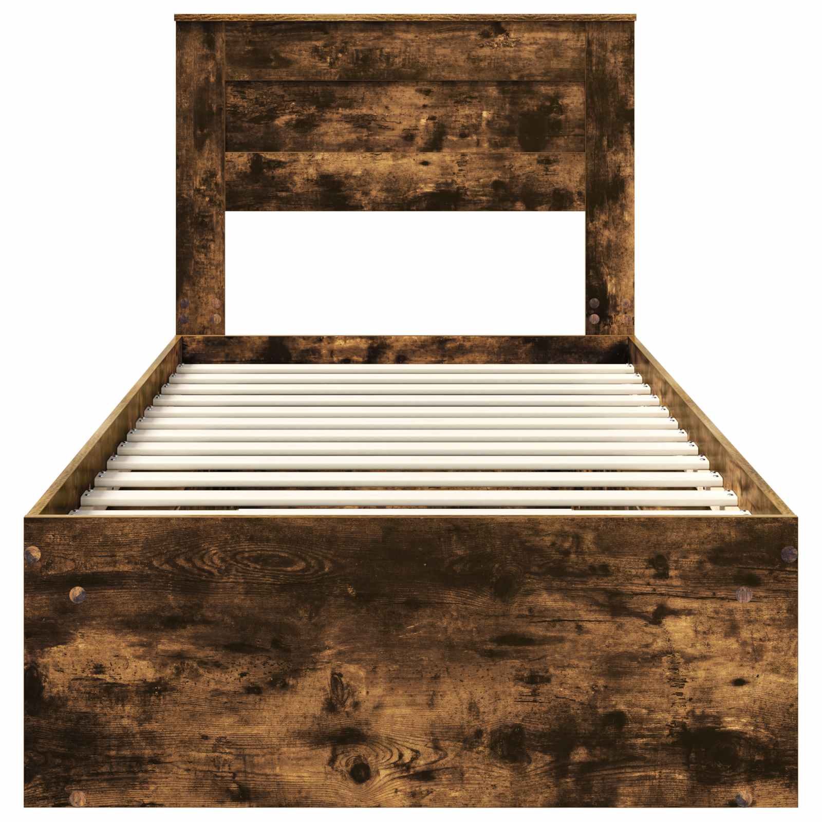 Sengestel med madras Røget eg 90 x 200 cm Massiv fyrretræ
