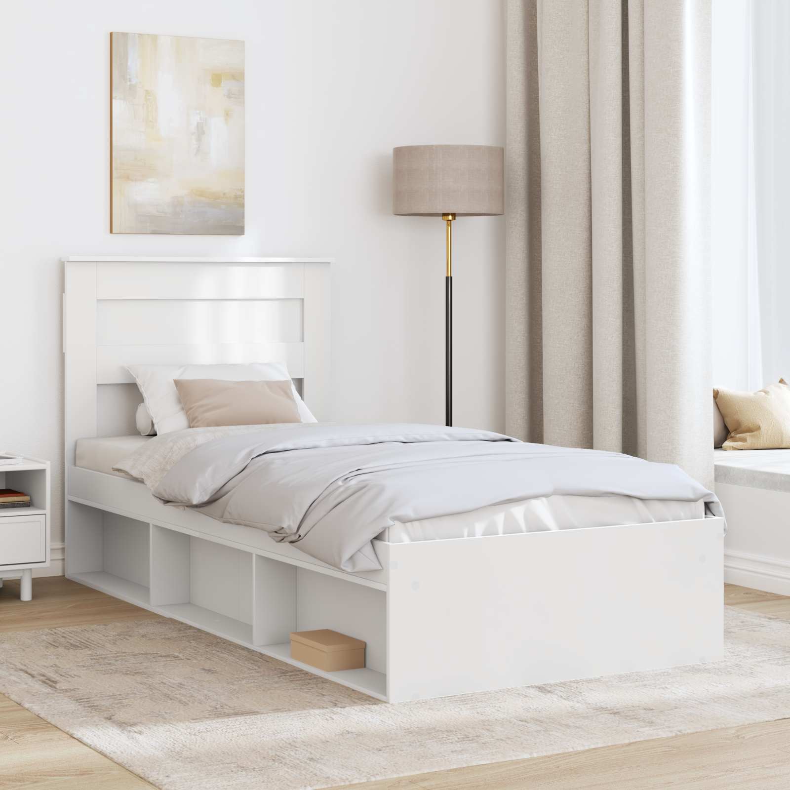 Sengestel med hovedgærde Hvid 75 x 190 cm Massiv fyrretræ
