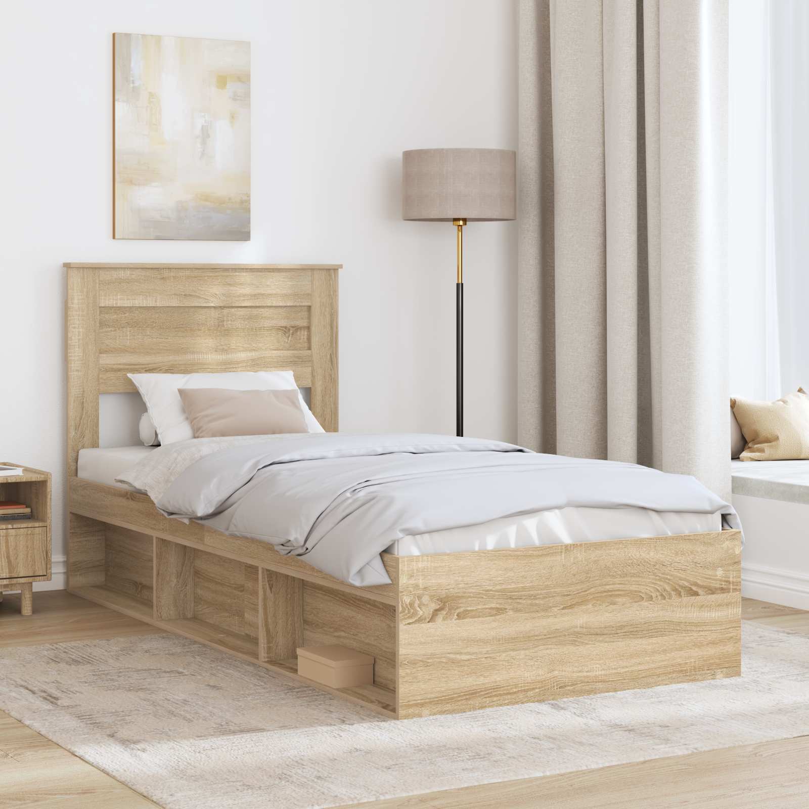 Sengestel med hovedgærde Sonoma eg 75 x 190 cm Massiv fyrretræ