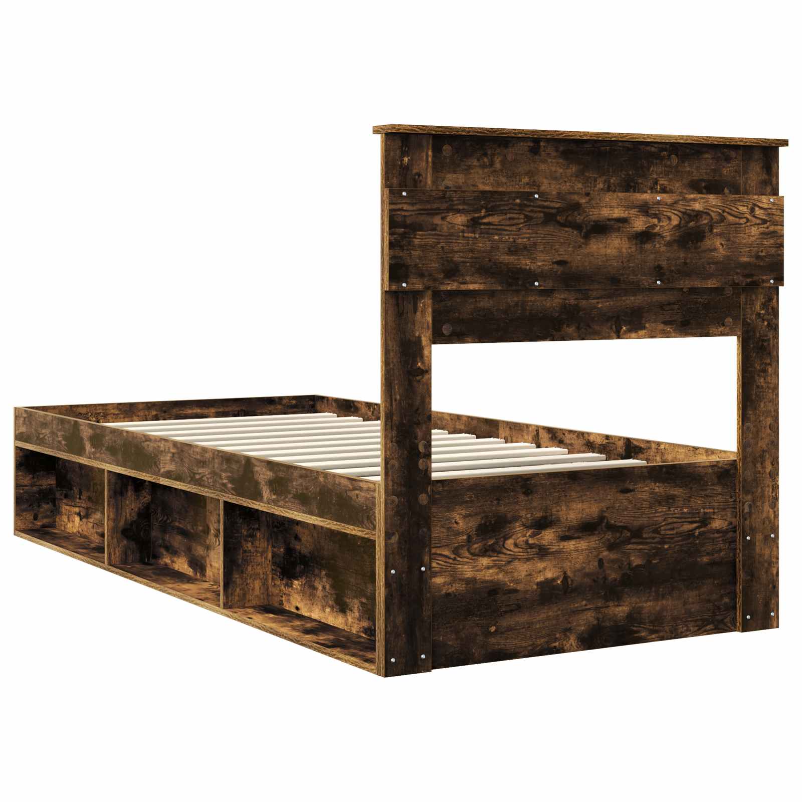 Sengestel med hovedgærde Røget eg 75 x 190 cm Massiv fyrretræ