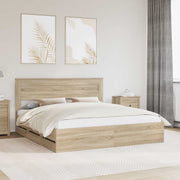 Sengestel med skuffe Sonoma eg 200 x 200 cm Ingeniørtræ
