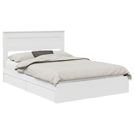 Opbevaringsseng med skuffe Hvid 140 x 190 cm Konstrueret træ