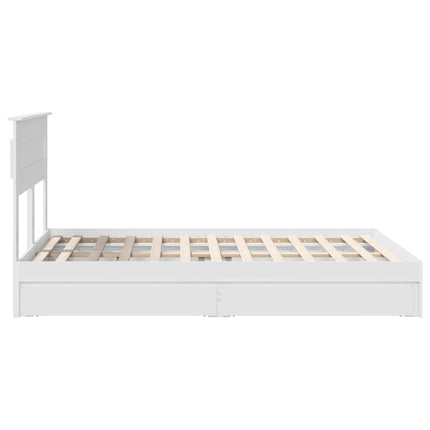 Opbevaringsseng med skuffe Hvid 140 x 190 cm Konstrueret træ