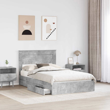 Opbevaringsseng Beton Grå 135 x 190 cm Konstrueret træ