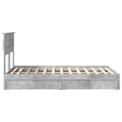 Opbevaringsseng Beton Grå 135 x 190 cm Konstrueret træ