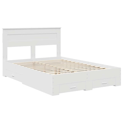 Sengestel med skuffe Hvid 140 x 190 cm Konstrueret træ
