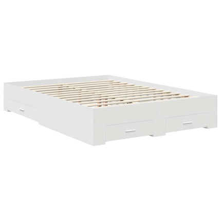 Sengestel med skuffe Hvid 140 x 190 cm Konstrueret træ
