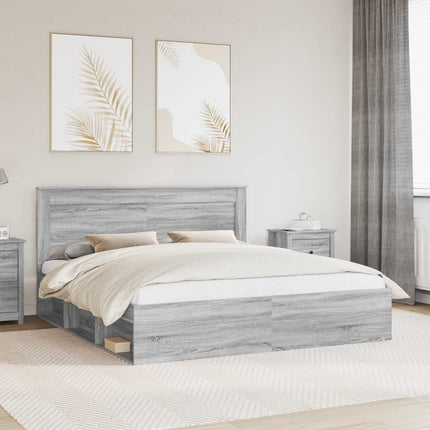 Sengestel Grå Sonoma 200 x 200 cm Massiv fyrretræ