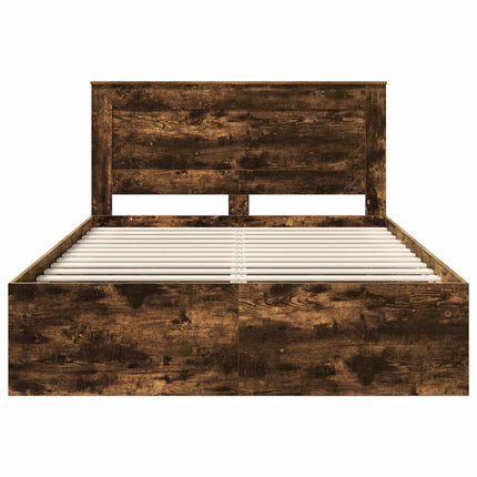 Sengestel med skuffe Røget eg 150 x 200 cm Massiv fyrretræ