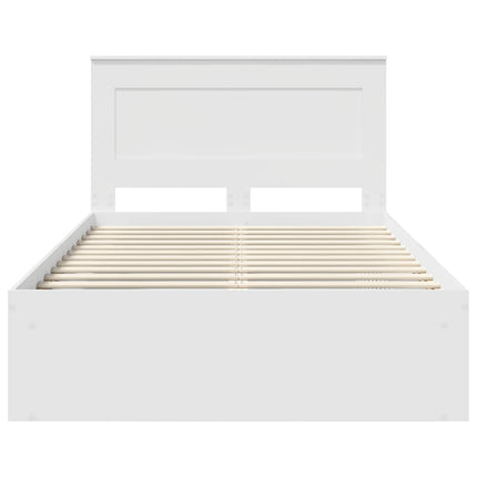 Sengestel med hovedgærde Hvid 120 x 200 cm Massiv fyrretræ