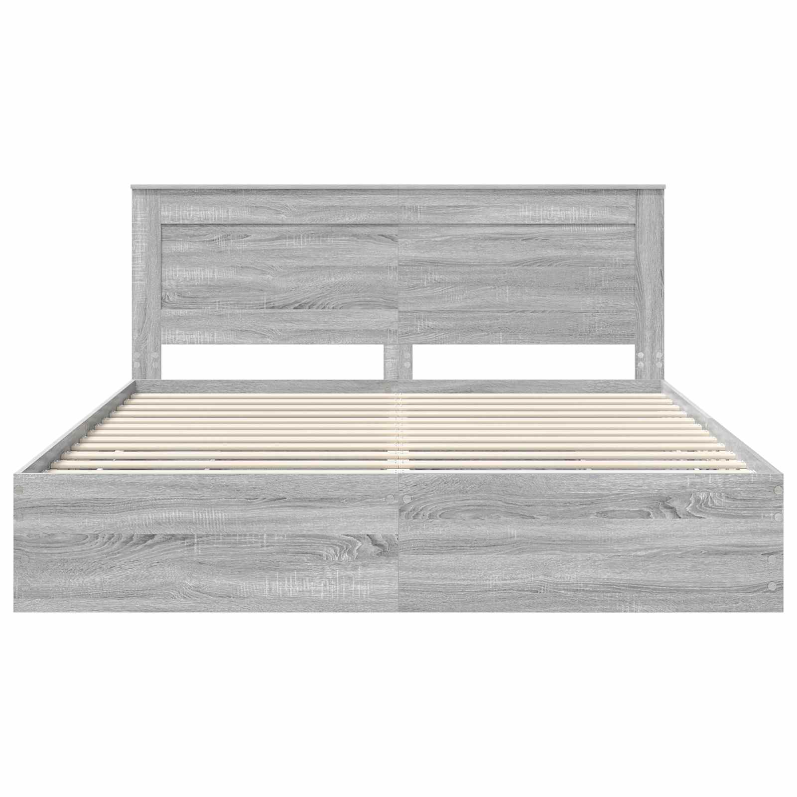 Sengestel med skuffe Grå Sonoma 200 x 200 cm Ingeniørtræ