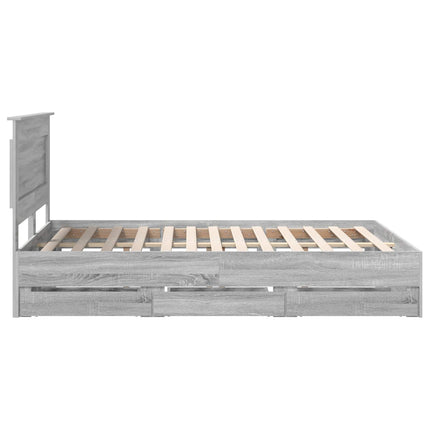 Sengestel med skuffe Grå Sonoma 140 x 190 cm Ingeniørtræ