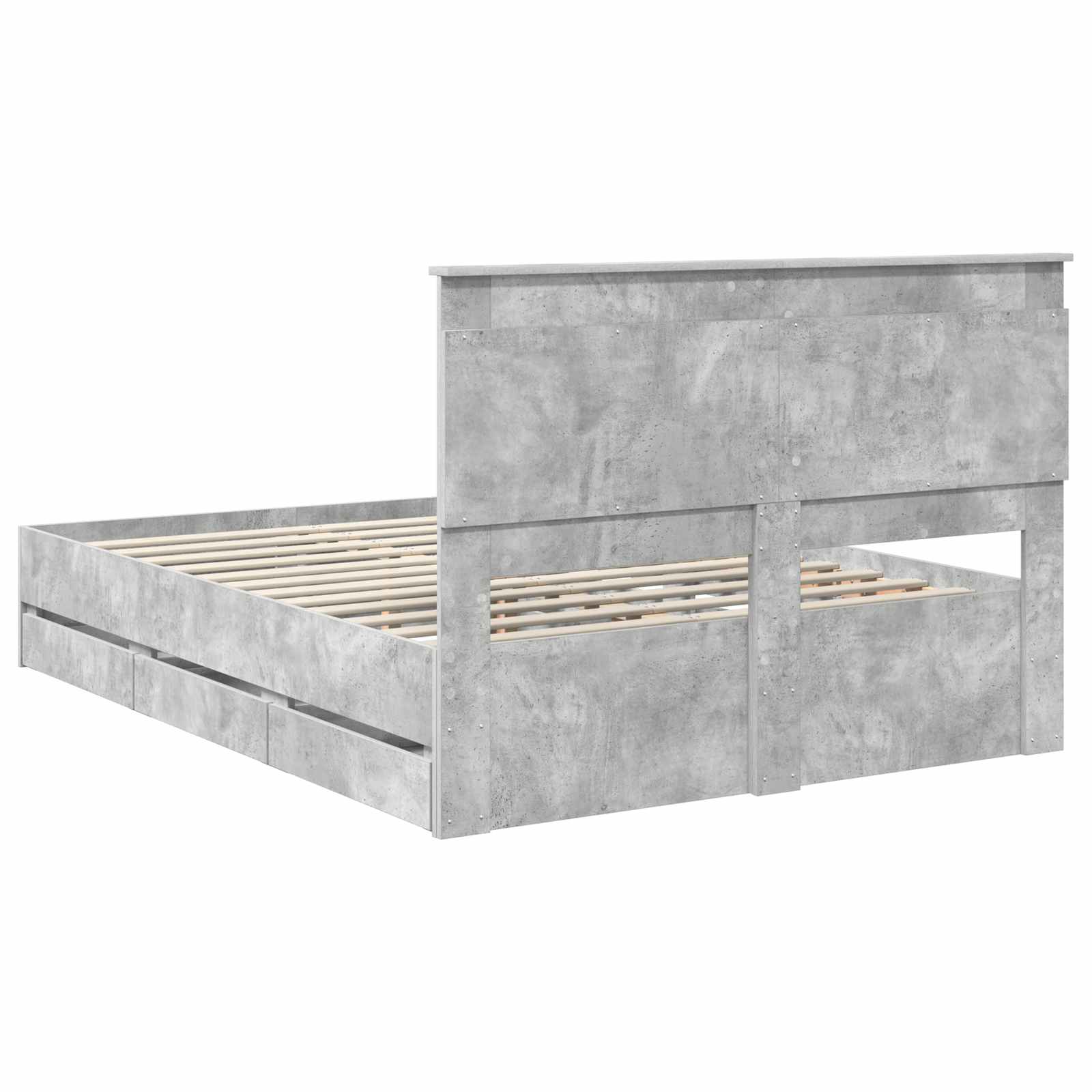 Sengestel med skuffe Beton Grå 140 x 200 cm Ingeniørtræ