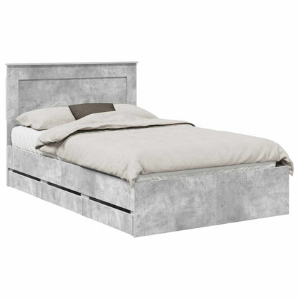Sengestel med skuffe Beton Grå 120 x 190 cm Ingeniørtræ
