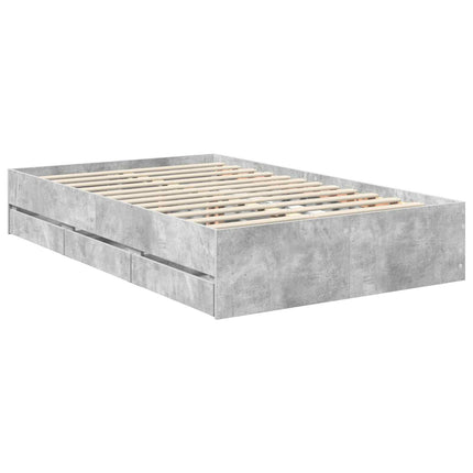 Sengestel med skuffe Beton Grå 120 x 190 cm Ingeniørtræ