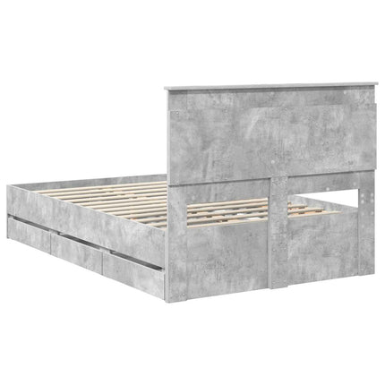 Sengestel med skuffe Beton Grå 120 x 190 cm Ingeniørtræ