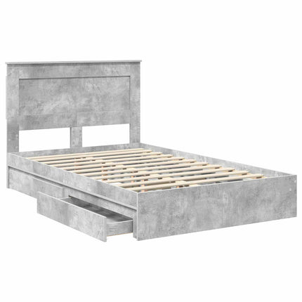 Opbevaringsseng Beton Grå 135 x 190 cm Konstrueret træ