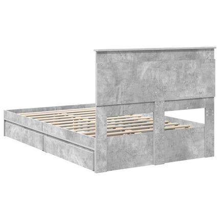 Opbevaringsseng Beton Grå 135 x 190 cm Konstrueret træ