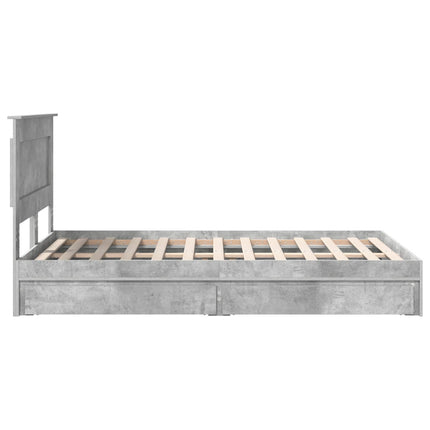 Opbevaringsseng Beton Grå 135 x 190 cm Konstrueret træ