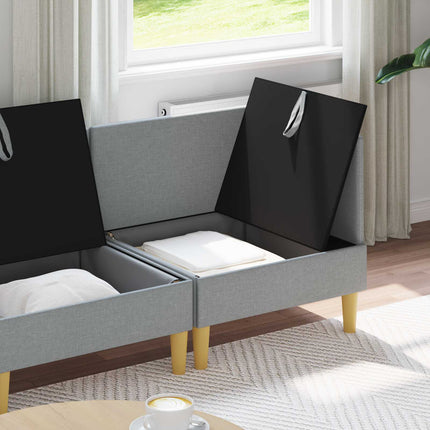 Modulsofa sæt med opbevaring 3 pcs Lysegrå Stof
