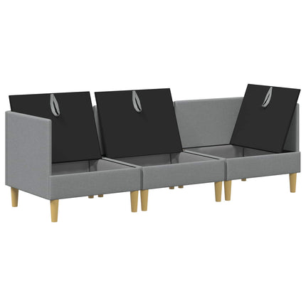 Modulsofa sæt med opbevaring 3 pcs Lysegrå Stof
