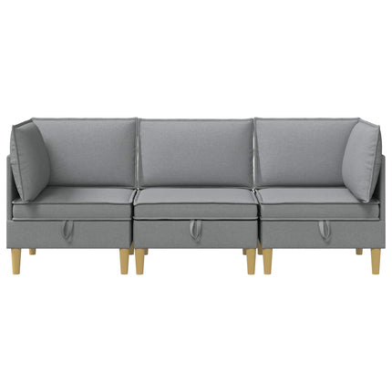 Modulsofa sæt med opbevaring 3 pcs Lysegrå Stof